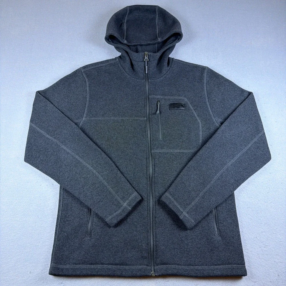 The North Face Gordon Lyons Full Zip Jacket Mens Medium Gray Hoodie Sherpa Lined